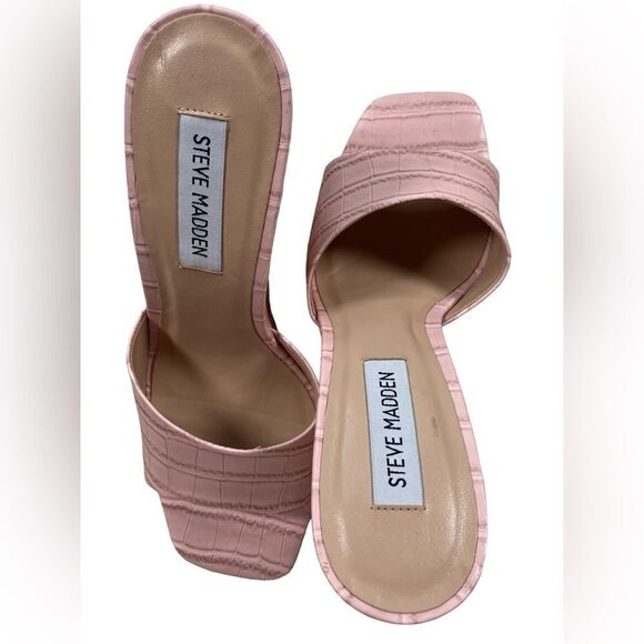 NWOB Steve Madden Women’s Veles Pink Croc Embossed Wedge 4” Heel - Size - Picture 5 of 8